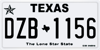 TX license plate DZB1156