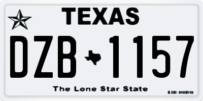 TX license plate DZB1157