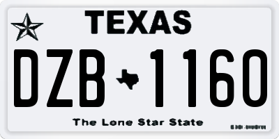 TX license plate DZB1160