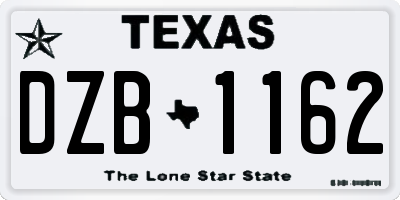 TX license plate DZB1162