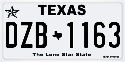 TX license plate DZB1163