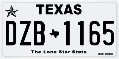 TX license plate DZB1165