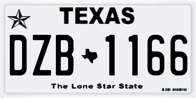 TX license plate DZB1166