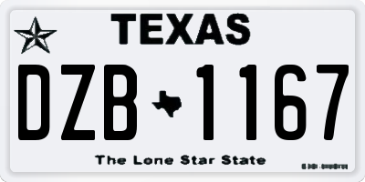 TX license plate DZB1167