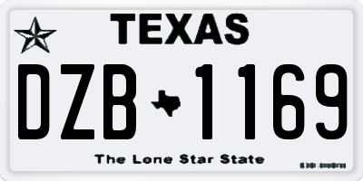 TX license plate DZB1169
