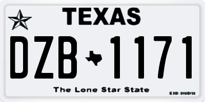 TX license plate DZB1171