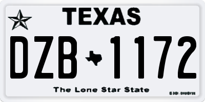 TX license plate DZB1172