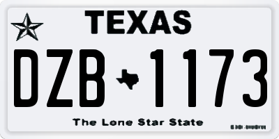 TX license plate DZB1173