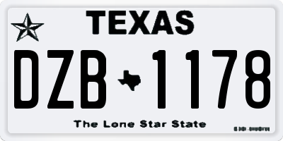 TX license plate DZB1178