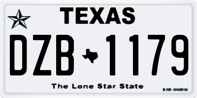 TX license plate DZB1179