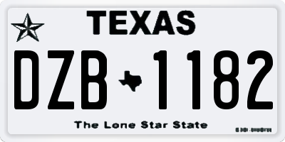 TX license plate DZB1182