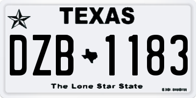 TX license plate DZB1183