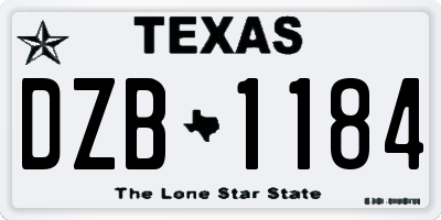 TX license plate DZB1184