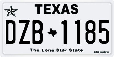 TX license plate DZB1185