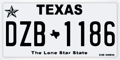TX license plate DZB1186