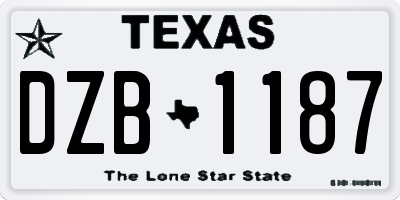 TX license plate DZB1187