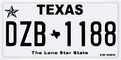 TX license plate DZB1188
