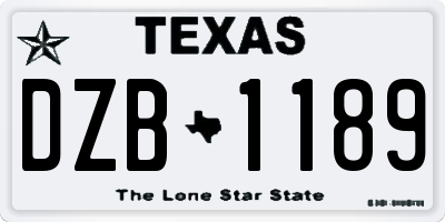 TX license plate DZB1189