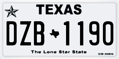 TX license plate DZB1190
