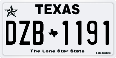 TX license plate DZB1191