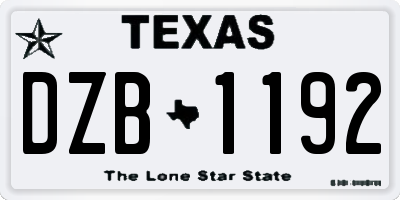 TX license plate DZB1192