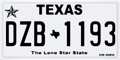 TX license plate DZB1193