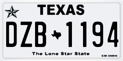 TX license plate DZB1194