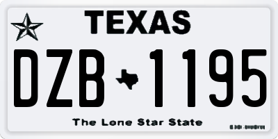 TX license plate DZB1195