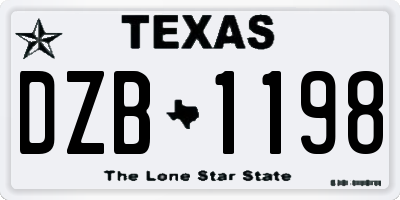 TX license plate DZB1198