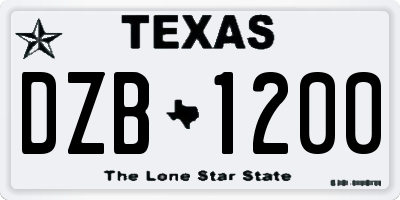 TX license plate DZB1200