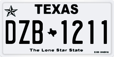 TX license plate DZB1211