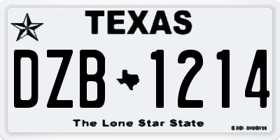 TX license plate DZB1214