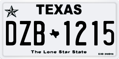 TX license plate DZB1215