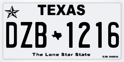 TX license plate DZB1216