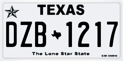 TX license plate DZB1217