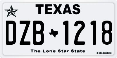 TX license plate DZB1218