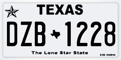 TX license plate DZB1228