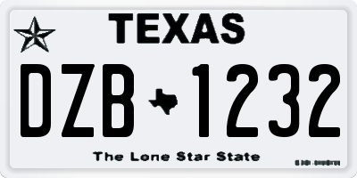 TX license plate DZB1232
