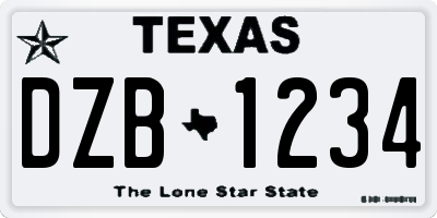 TX license plate DZB1234
