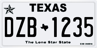 TX license plate DZB1235