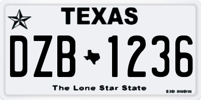 TX license plate DZB1236