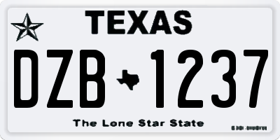 TX license plate DZB1237