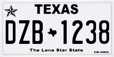 TX license plate DZB1238