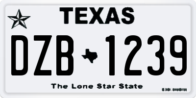 TX license plate DZB1239