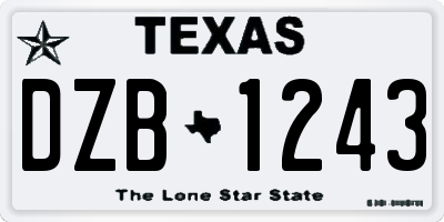 TX license plate DZB1243