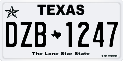 TX license plate DZB1247