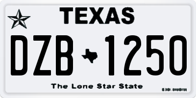 TX license plate DZB1250