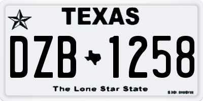 TX license plate DZB1258
