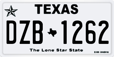 TX license plate DZB1262