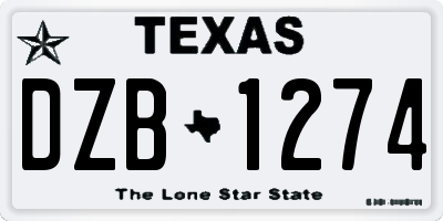 TX license plate DZB1274